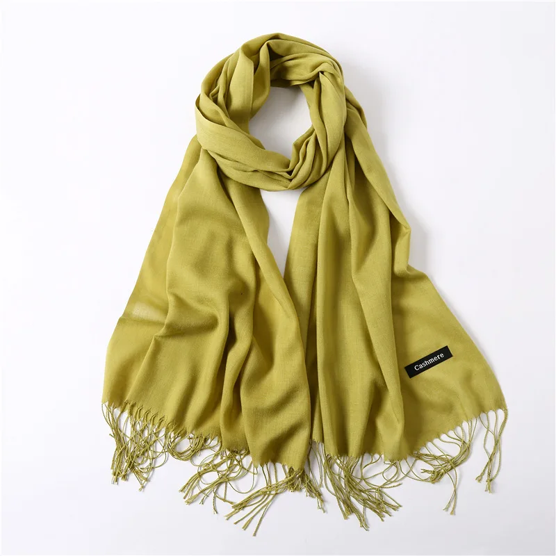 Fashion Solid Schal Frauen Kaschmir Weiche Winter Warme Schals Hijab Weibliche Lange Stirnband Schal Wraps Bandana Foulard 2022 Echarpe – Detail 27