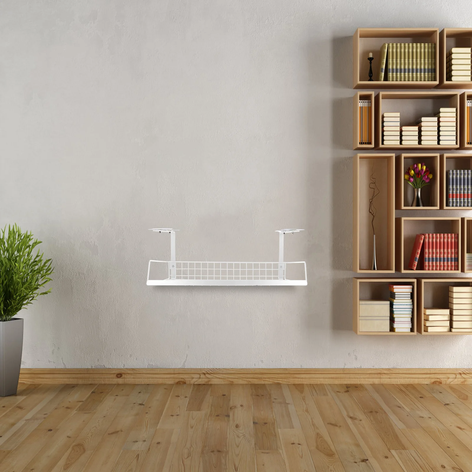 

Under Desk Cable Management Rack Mesh Storage Basket Wire Holder Cable Organizer Power Supplies Outlet Strip Bracket Cord