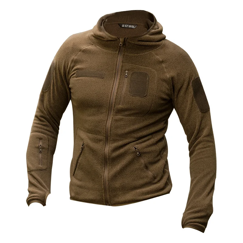 Hot Spring Tactical Training Fleece Jacket Outdoor Cardigan Hooded Sweater Men Camping Hiking Fishing Hunting Coat Sport Clothes