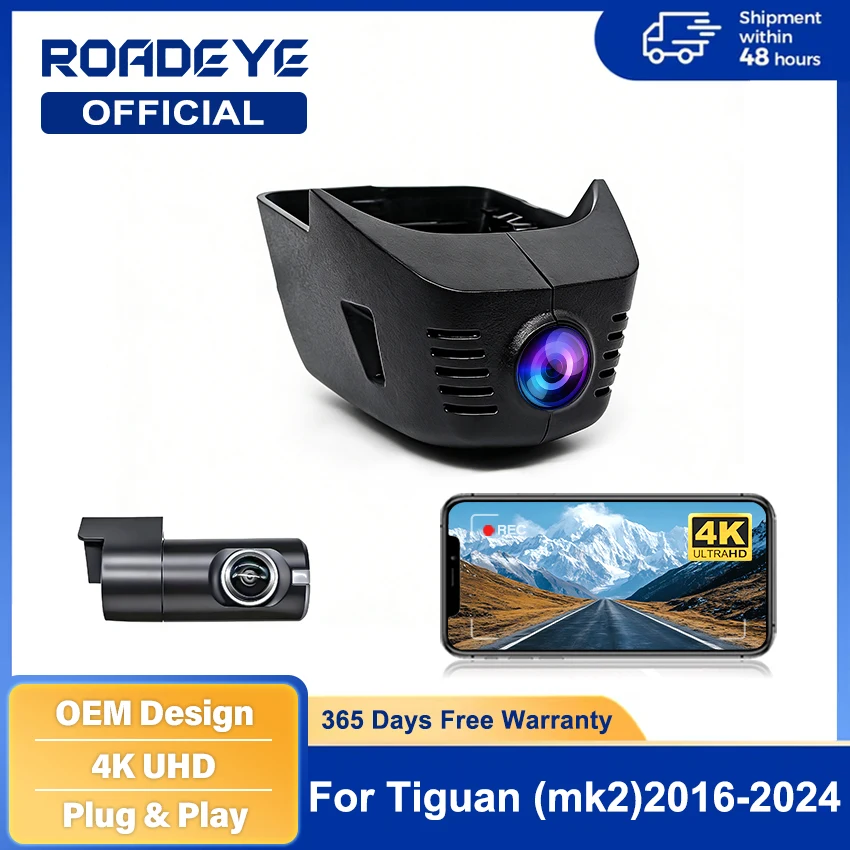 Cámara DVR Oculta para Automóvil con Wifi 4K UHD 2160P para Volkswagen VW Tiguan (Mk2) 2016 2017 2018 2019 2020 2021 2022 2023 2024