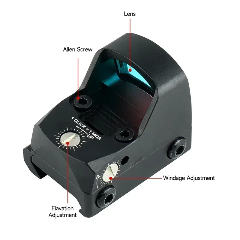 Imagem -04 - Mini Red Dot Sight Reflex Tático Hunting Sight Scope Airsoft Optics Scope Compact Pistol Glock Acessório