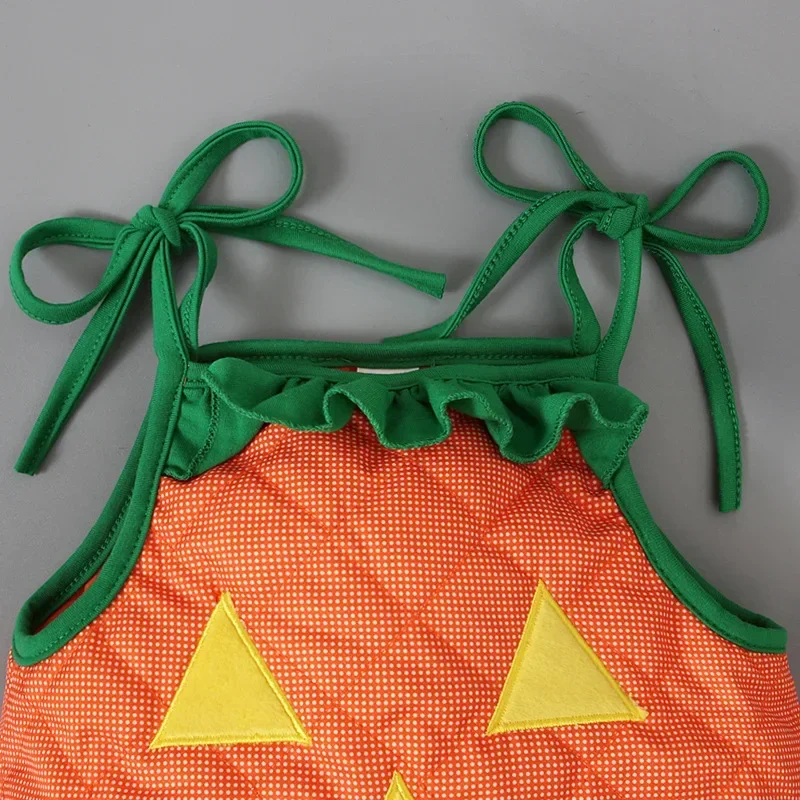 2023 New Baby Halloween Pumpkin Jumpsuit Autumn and Winter Kid Sleeveless Climbing Suit Children Cosplay Costume For Boys Girls