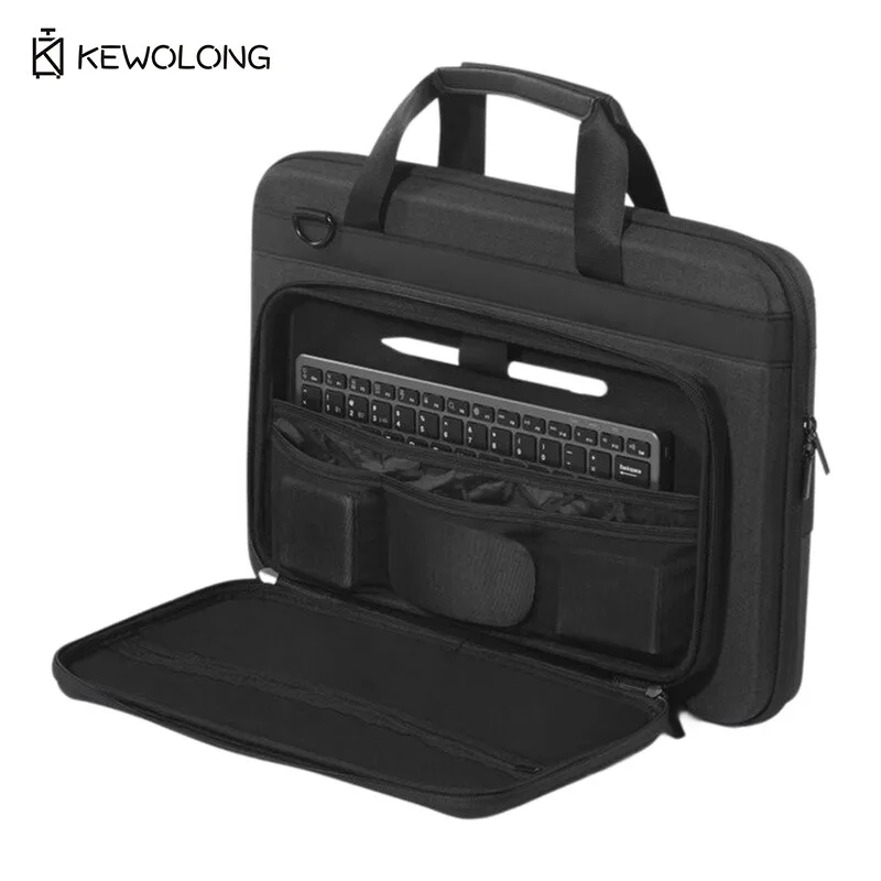 Bolsa para laptop para macbook pro 14 polegadas, capa dura de eva à prova de choque com alça de ombro, pasta mensageiro para computador