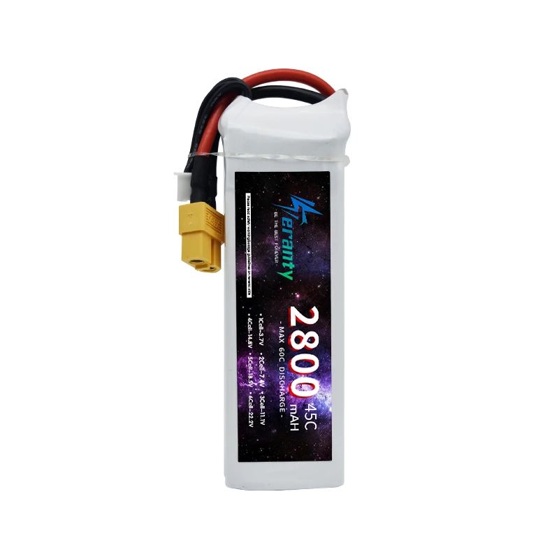 TERANTY-Batterie Lithium Polymère 4S, 14.8V, 2800mAh, Lipo, 45C, Voiture RC, Drone Racing Hobby, Rechargeable, Quadrirotor, Accessoires