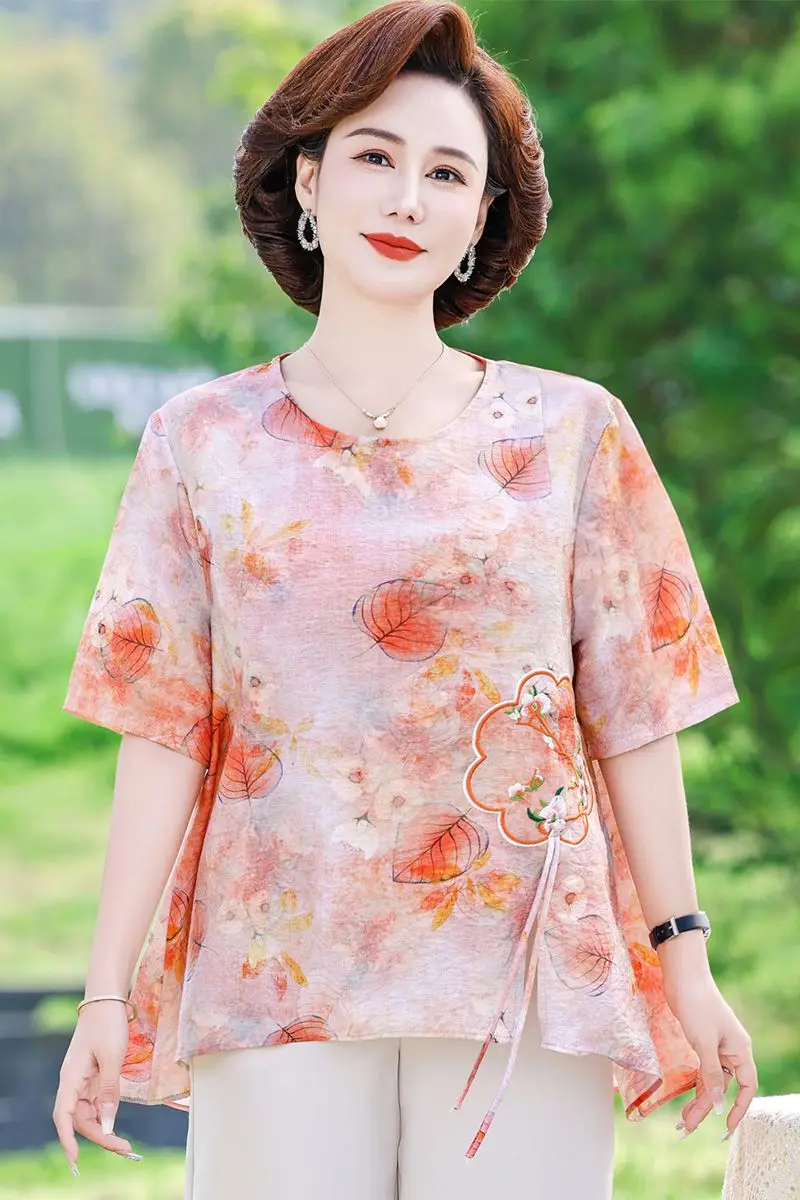 

Модный шифоновый свободный повседневный женский топ со средними рукавами, новый стиль, с принтом