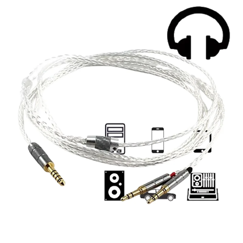 

Ultra-Pure Silver Tri-Terminal Audiophile Cable: 2.5/3.5/4.4mm Balanced Upgrade Lead for Sundara/Elegia/MDR​