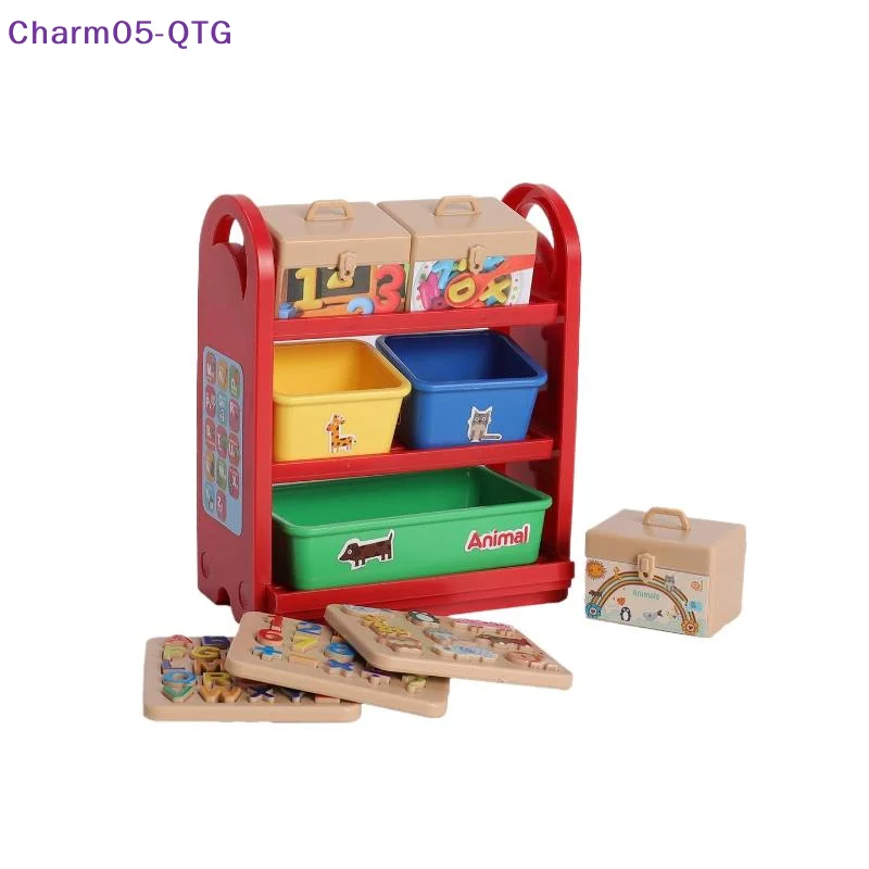 

1 Set 1/6 Dollhouse Miniature Early Education English Alphabet Puzzle 3-layer Storage Rack Model Doll House Scene Decoration Toy