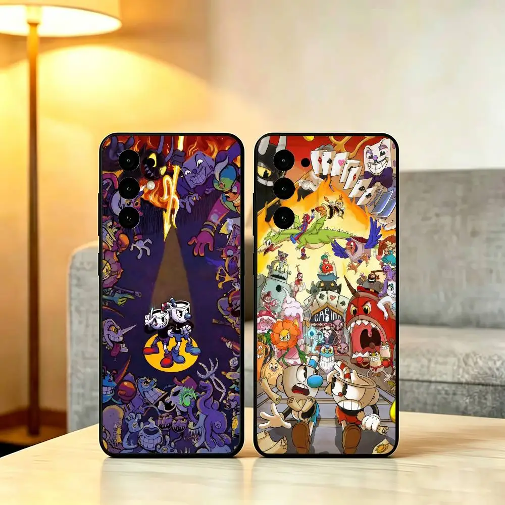 Hot Cartoon The C-Cuphead Phone Case For Samsung S25,S24,S21,S22,S23,S30,Ultra,S20,Plus,Fe,Soft Black Cover