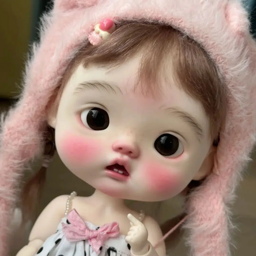 2024 New BJD 1/6 datou rourou Qbaby Big head Resin Doll Fashion Girl Smile Spot makeup free shipping