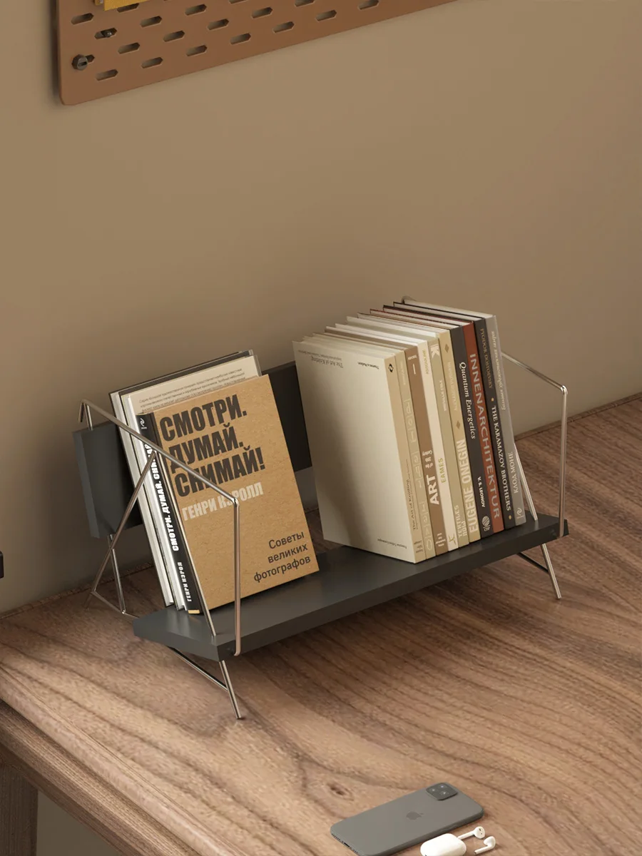 

Creative Small Wooden Bookends Shelf Office Desktop Book Sorting Rack Magazine Storage Rack Practical Wood Bookshelf