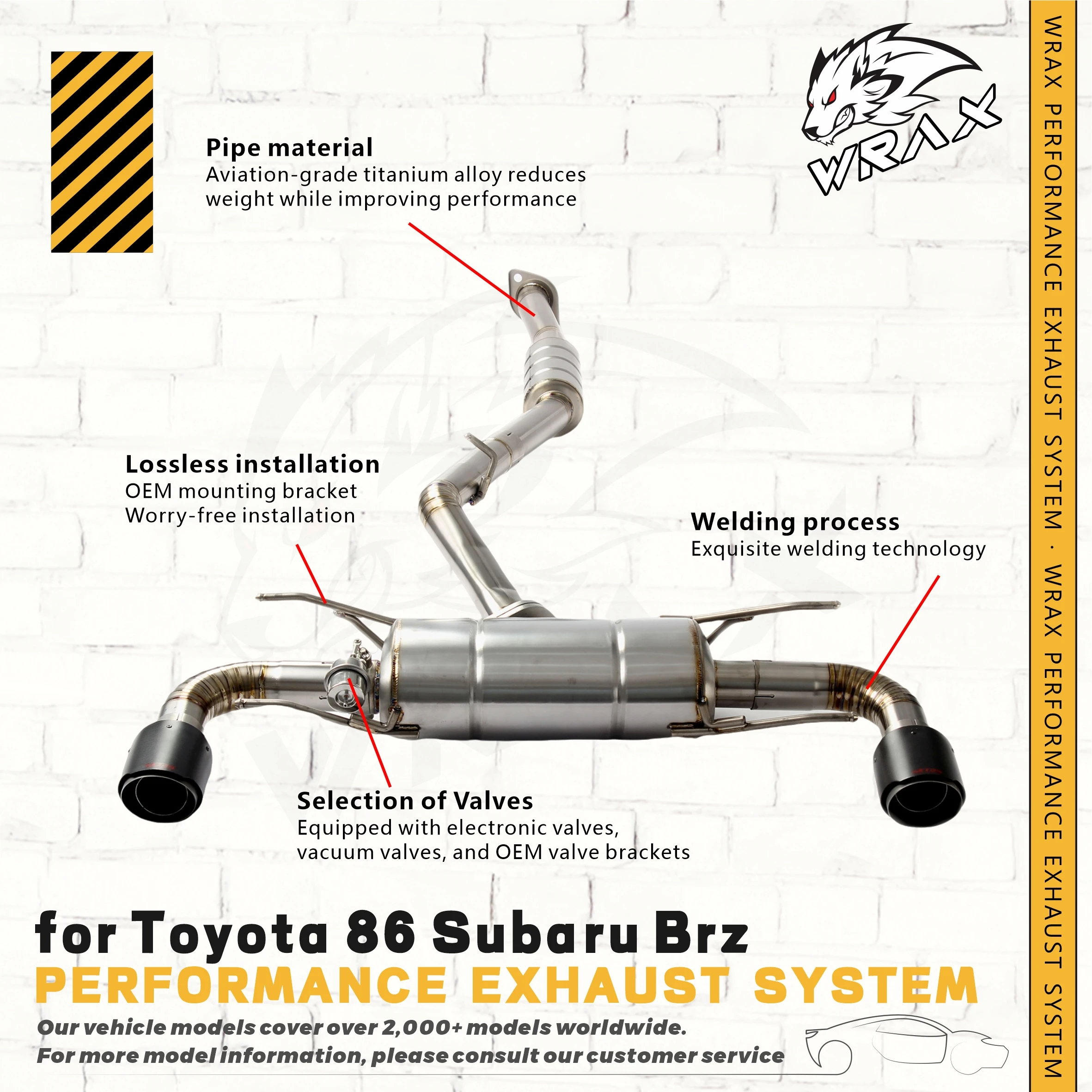 

WRAX SS304 Vacuum Valve Catback for Toyota 86 Subaru Brz High Quality Sports Exhaust Lossless Installation