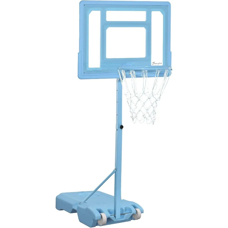 

Soozier Poolside Basketball Hoop Stand, 36.5"-48.5" Height Adjustable Portable Hoop System w/Clear Backboard & Fillable Base