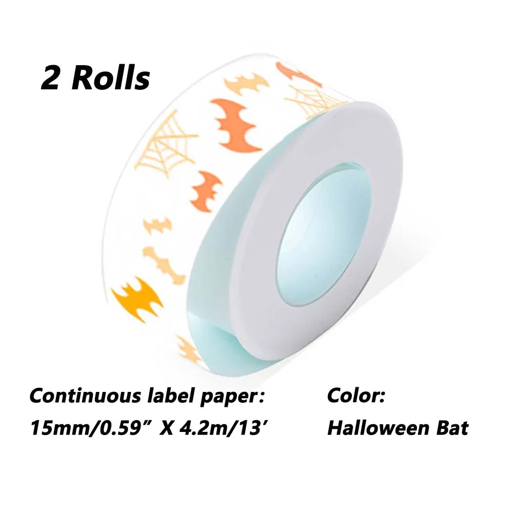 2 Rolls thermosensitive Continuous label paper,Colored,ransparent,For P12/D30/D30S/D32/D35/Q30 label Maker printer 15mmx4.2m