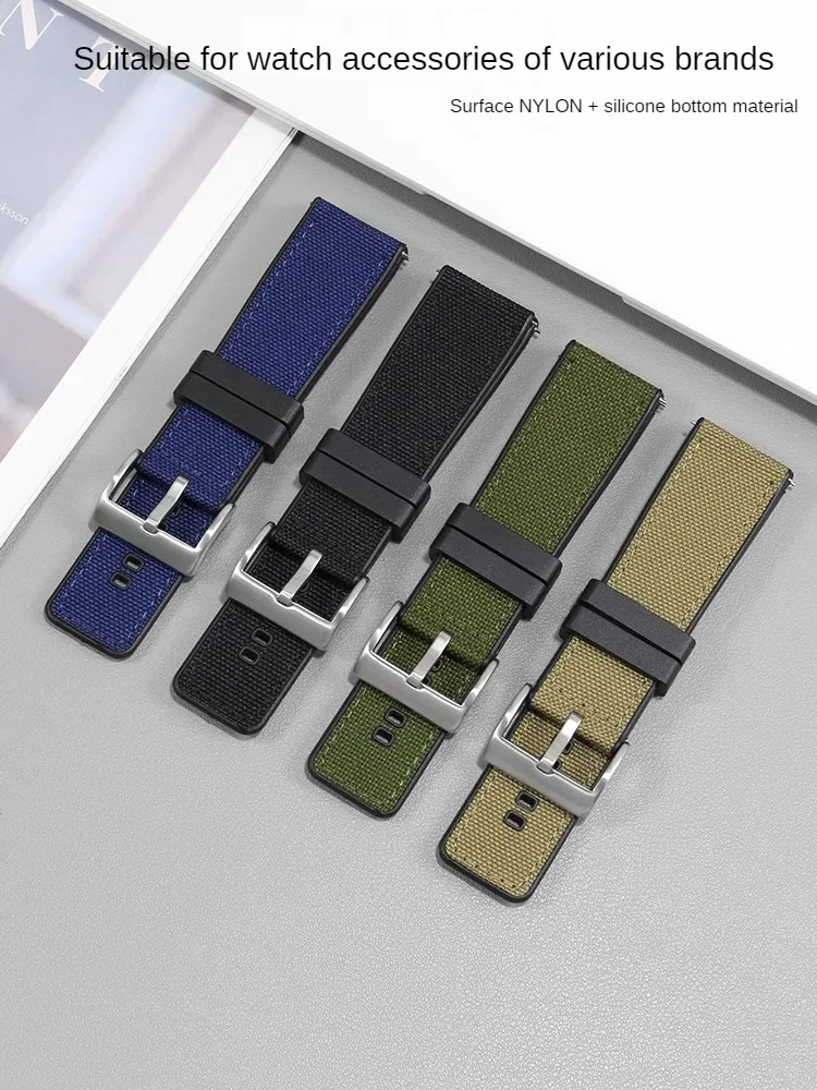 Nylon Silicone Strap Suitable for C-a-s-i-o Breitling, M-i-d-o, S-e-i-k-o , Songtuo, P-a-n-a-hai Watch Accessories