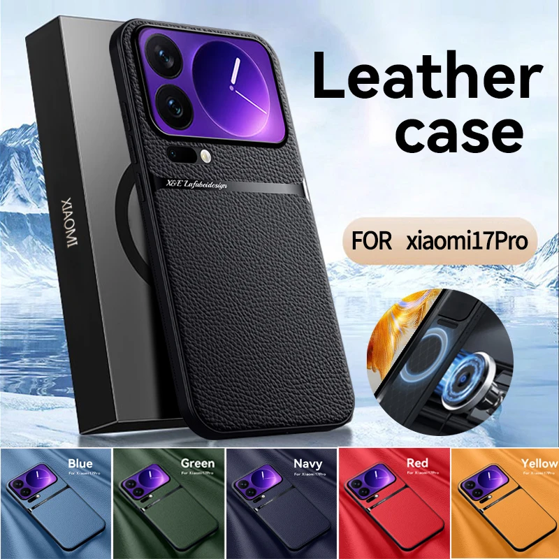 Luxus Stoßfest Leder Fall Coque Für Xiaomi 17 17 Pro Xiaomi 17 Pro Max Magnet Shell Telefon Fall für Xiaomi 17Pro Zurück Abdeckung