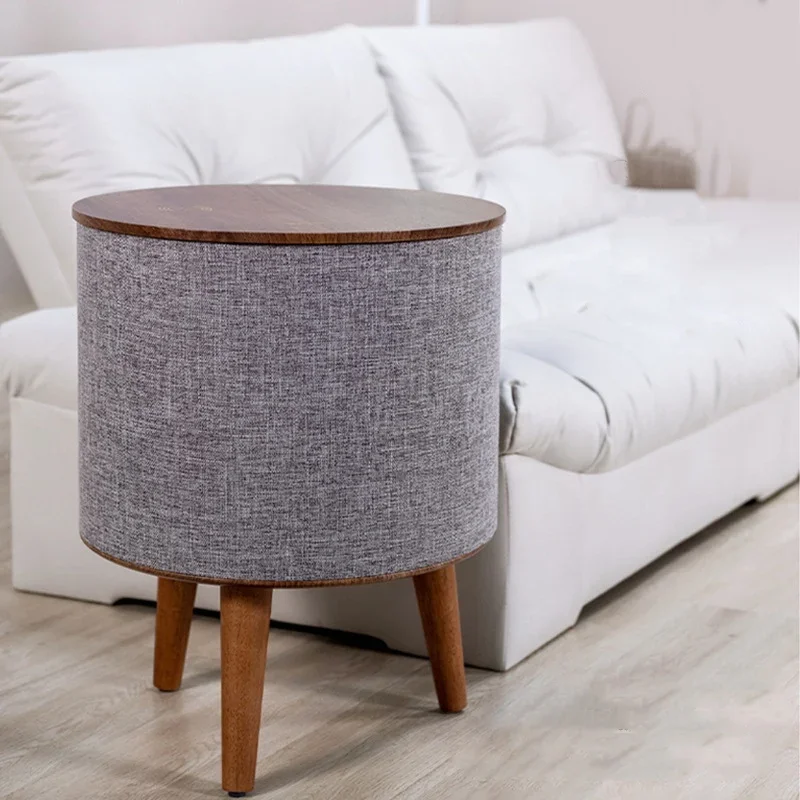 Creative Smart Stereo Sound Tea Table Round Mini Side Wooden Coffee Table with Wireless Charging Modern Coffee