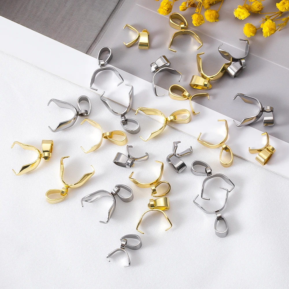 

20pcs Stainless Steel Gold Color Pendant Buckle Clip Clasp Pendant Necklace Connectors for DIY Jewelry Making Accessories Crafts