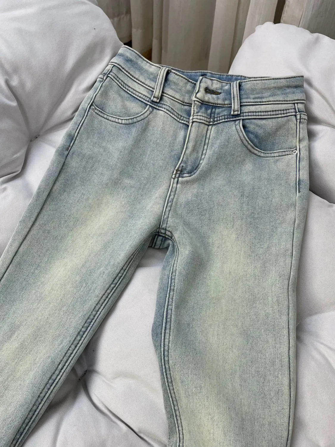 Slim Fit Fleece Lined Thickened Micro Flared Jeans Women's High Waist Denim Pants Winter Season Commute Style Cotton Material