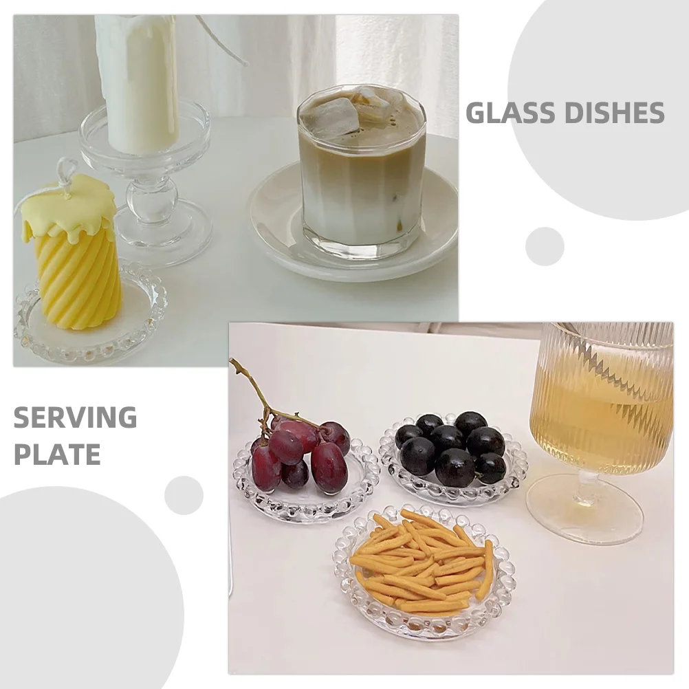 

3Pcs Glass Serving Plates Design Fruit Candy Cookies Holder Considerate Housewarming Gift Easy Carry Use