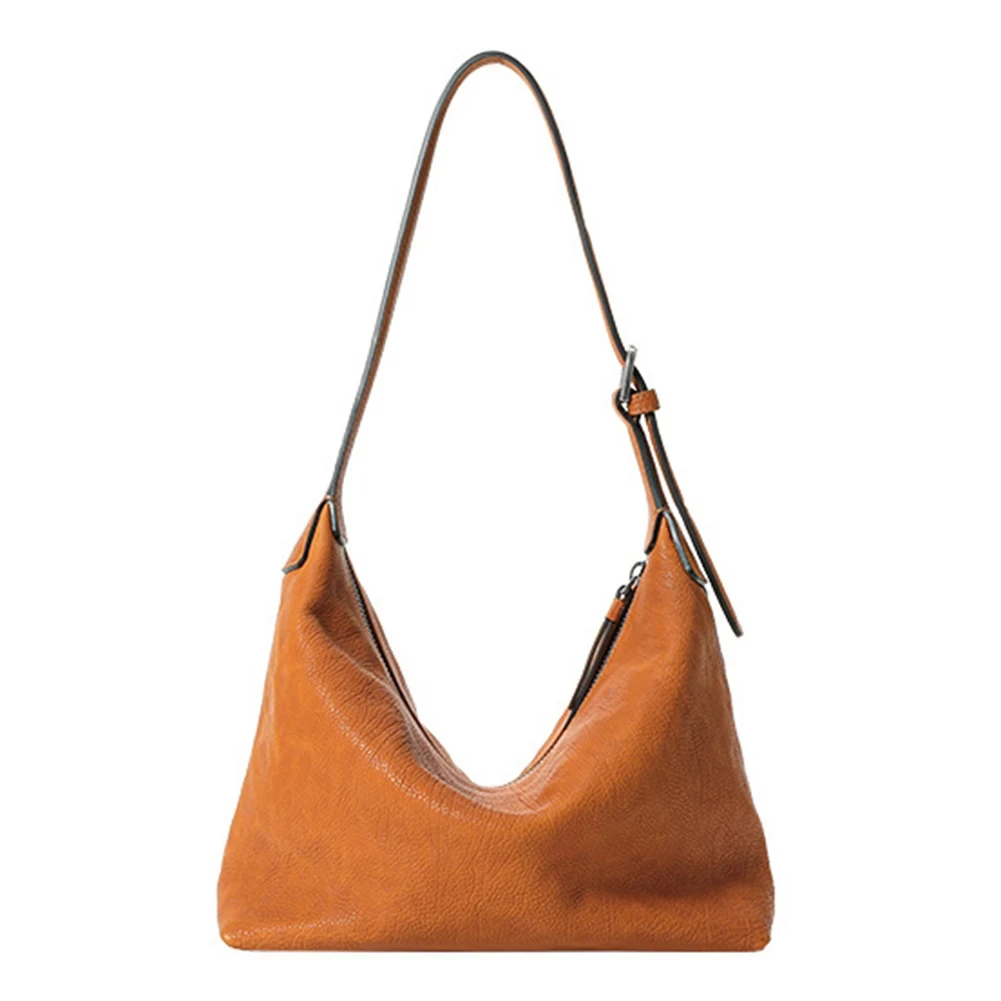 

Genuine Leather Retro Tote Handbag Large Capacity Casual Dumpling Bag Solid Color All-Match Shoulder Bag Commute Bag
