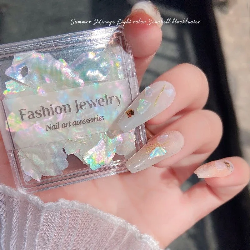 1Set Irregular Iridescent Shell Nail Art Decor, Ultra Thin Large Breakable Abalone Slice, DIY Manicure Nail Accessories