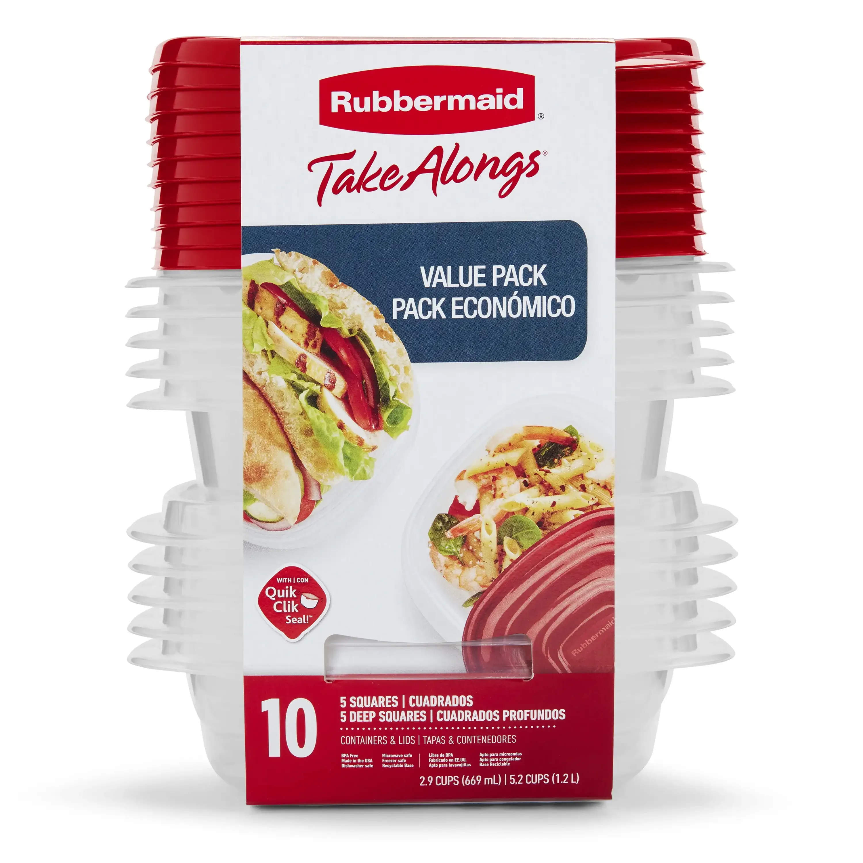 Rubber maid Take alongs Lebensmittel vorrats behälter, 10-teiliges Set, rot