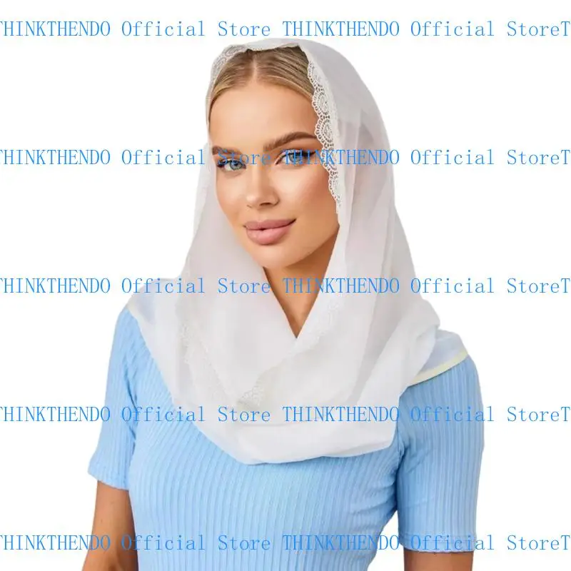 

39BB Elegant Lace Mantilla Chapel Scarf For Catholic Christian Women Headwrap