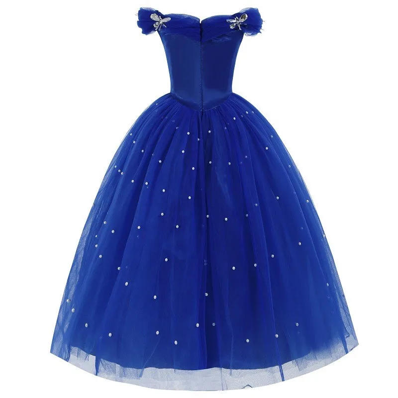 Disney Princess Dress Christmas Luxury cenerentola Dress For Girl Off spalla lunghezza del pavimento abiti Baby Halloween Cosplay Outfits