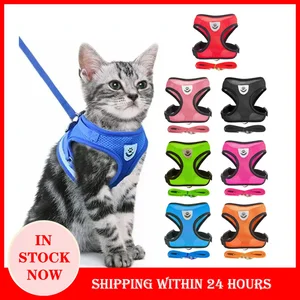 Adjustable Pet Harness Vest Set, walking dog traction rope, breathable mesh to small and medium cat collar. 12 Main Sales Colleira Cat - №6