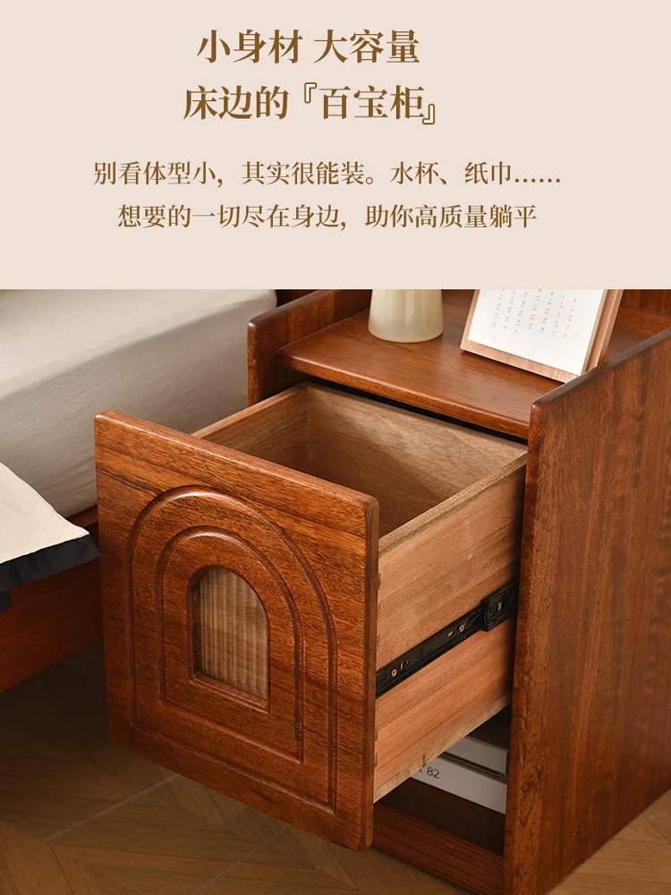 Fun retro ultra-narrow bedside table bedroom small modern simple storage cabinet mini solid wood bedside cabinet simple