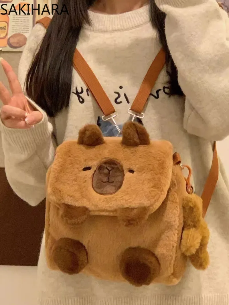 Sacs à dos moelleux pour étudiants, sacs à bandoulière de dessin animé Kawaii All Match, sac de créateur de mode décontracté mignon, sac de voyage lancé