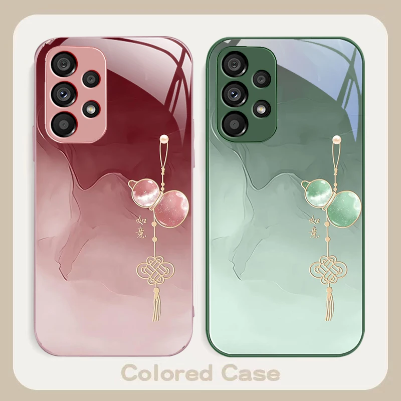 Lucky Blue Gourd Element для Samsung S22 S8 S9 10 20 Ultra S21 Pro S22 Plus S23 FE S24 Ultra S25 Edge S25 Ultra Glass Чехол для телефона