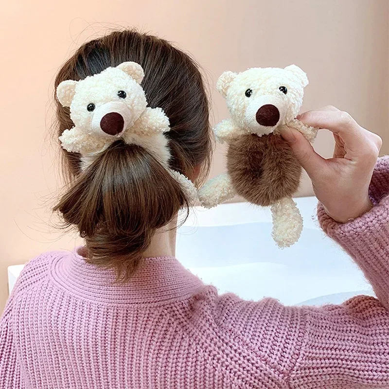 Cute Cartoon Animal Rubber Band for Girls Plush Ponytail Maruko Hair Tie Elastic Hair Ring Headwear Girls Kids Hair Accessories