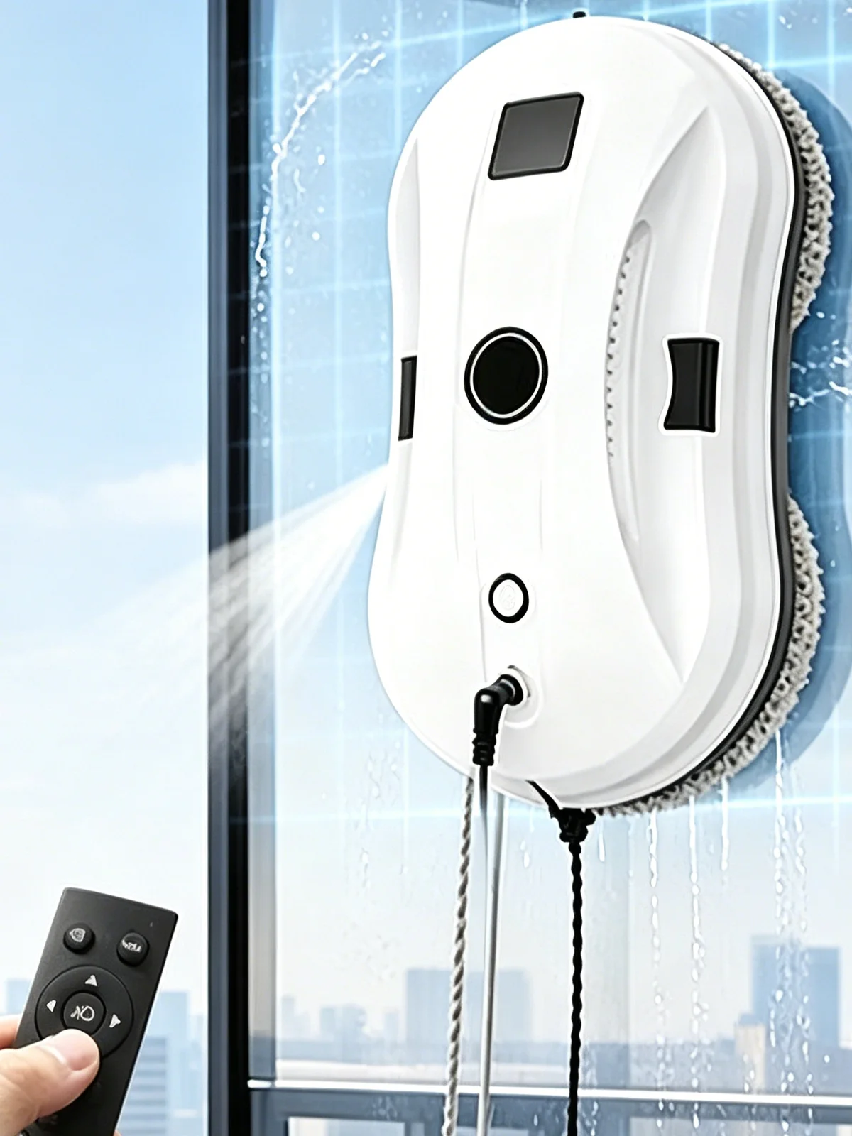 Raamreinigingsrobot Slimme automatische raamreinigingsrobot met waternevel 5600Pa zuigkracht Afstandsbediening Elektrische glazenwasser - afbeelding 2