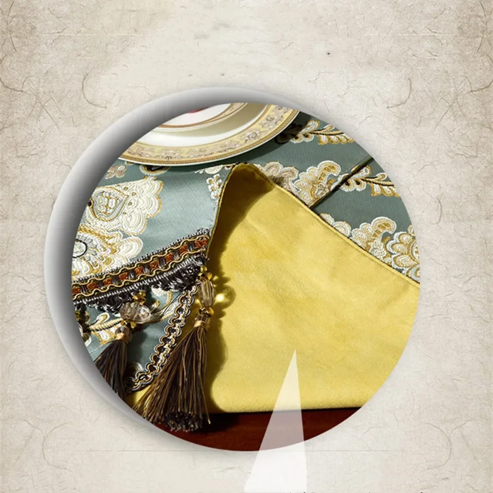 European Pastoral Embroidered Table Runner Tablecloth Deerskin Velvet Anti-slip Bottom Table Runner Bed Flag Dining Table Mat