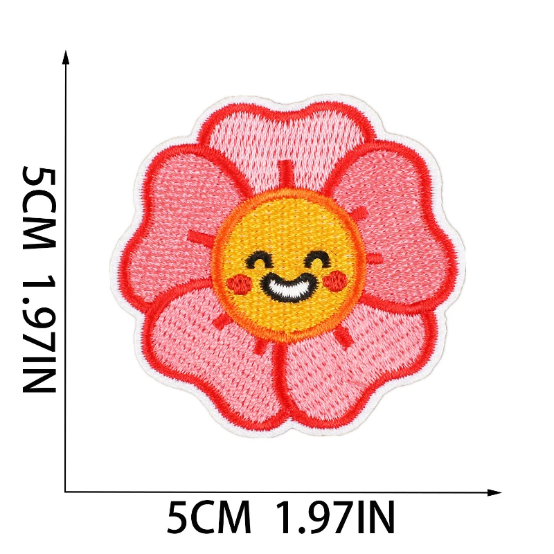 Hot Cartoon Embroidery Patch DIY Bus Rainbow Sunflower Stickers Adhesive Badges Iron On Patches Emblem Clothing Bag Accessories