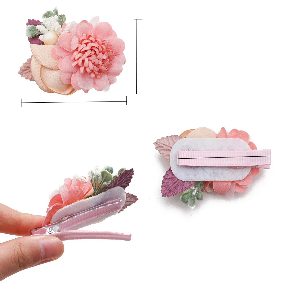 Pink Imitation Flower Hair Pins Headdress Hair Ornaments Princess Versatile Fresh Natural and Lovely Hair Clips for Baby Girl