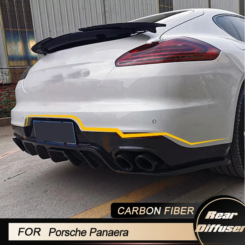 Car Rear Bumper Diffuser Lip Spoiler for Porsche Panamera 2014-2016 Racing Rear Diffuser Lip Apron Guard Body Kit Carbon Fiber