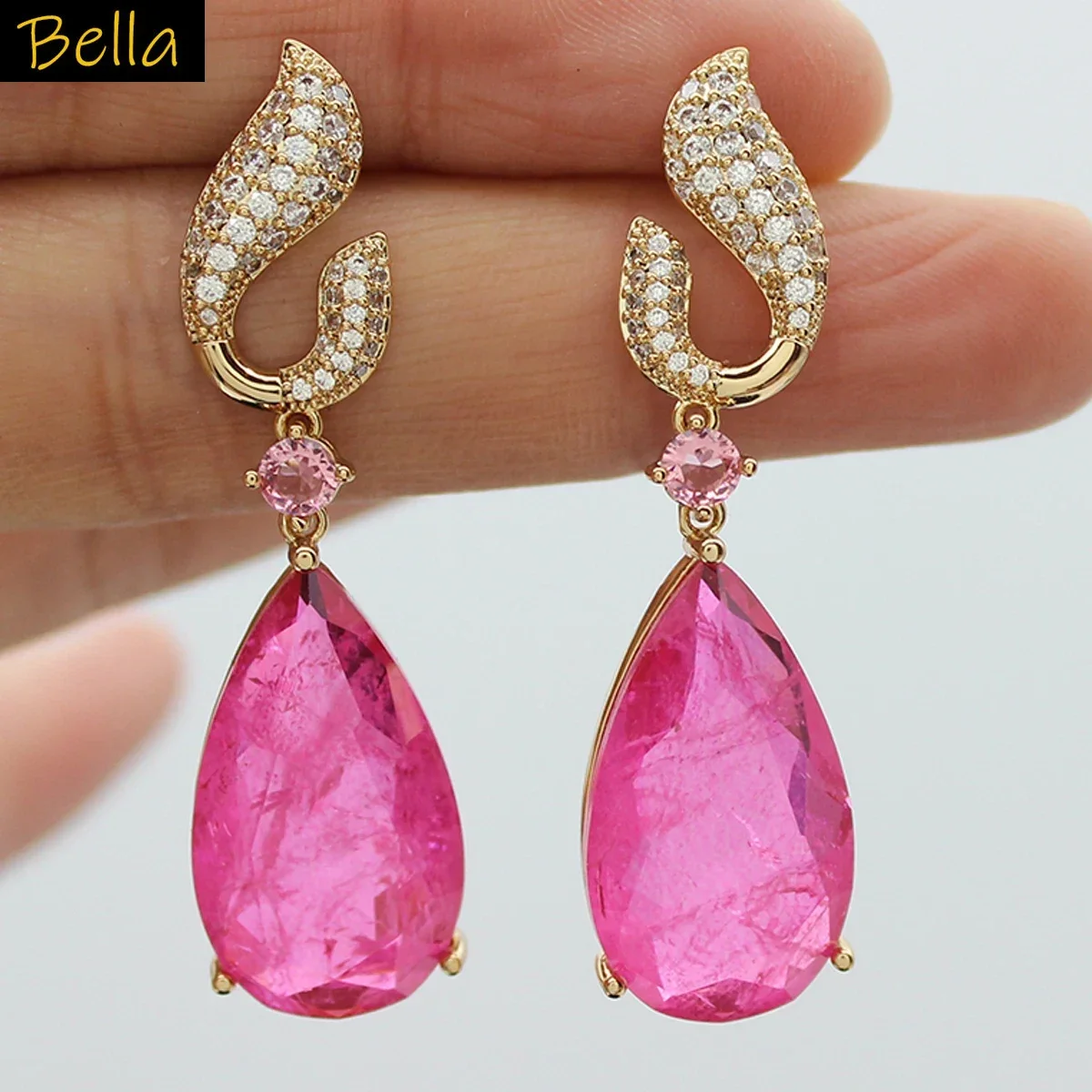 

fashion earrings for women sweet cute jewelry fushia pink purple green transparent teardrop dangling earrings party gift