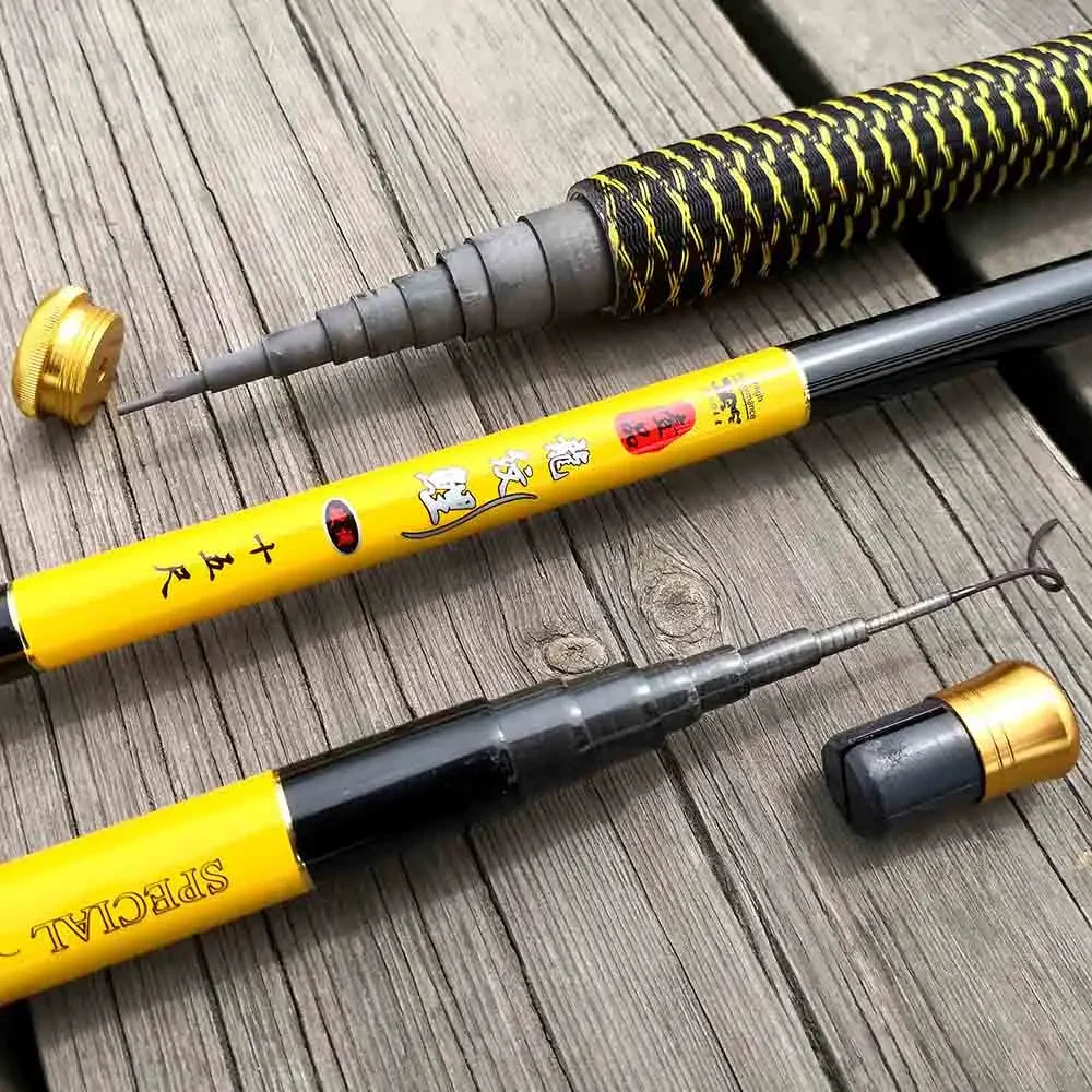 PEOXPE Fishing Rods Carbon Fiber Telescopic Ultralight Stream Hand Carp Freshwater Feeder Pole 2.7/3.6/4.5/5.4/6.3/7.2M Tackle