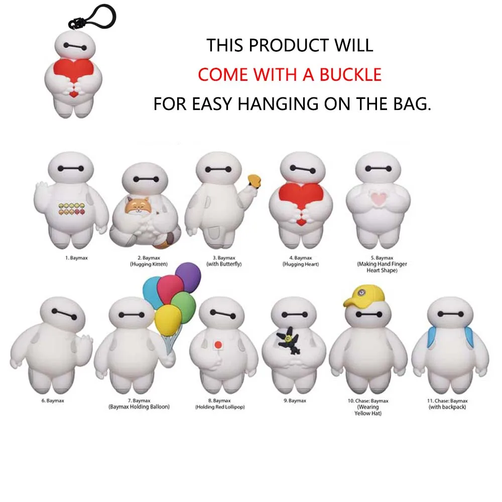 1PC Disney Officially Licensed Big Hero 6 Baymax Mystery Bulk Bag Clip Characters Random one Keychain Gifts Friends Family