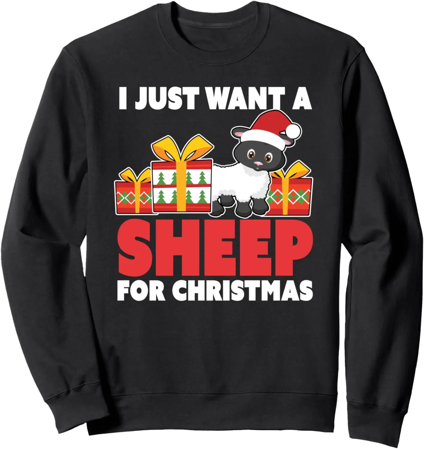 Je veux juste un mouton pour Noël-Sweat-shirt de Noël en mouton mignon