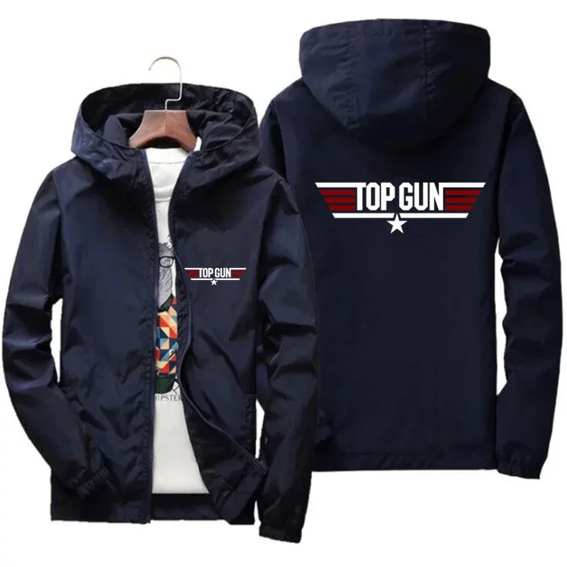 TOPGUN Maveric Spring and Autumn Men's Sweater Zipper Hooded Outdoor Windproof Casual Sports Jacket Extra Large Christmas Coat