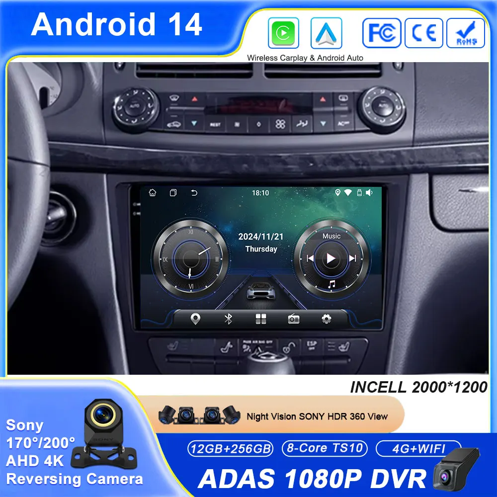 Android Carplay Auto For Mercedes Benz E Class S211 W211 2002 - 2009 CLS Class C219 2004 - 2010 Car Radio Multimedia Navigation