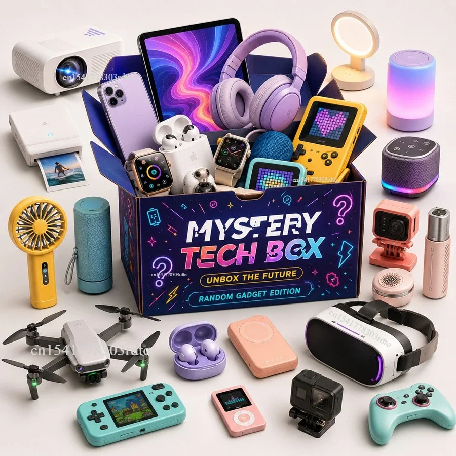 

New Random Electronics Mystery Box Tech Blind Box Surprise Gift with Headphones, Smartwatch, Mouse, Gadgets and Laptop Chance