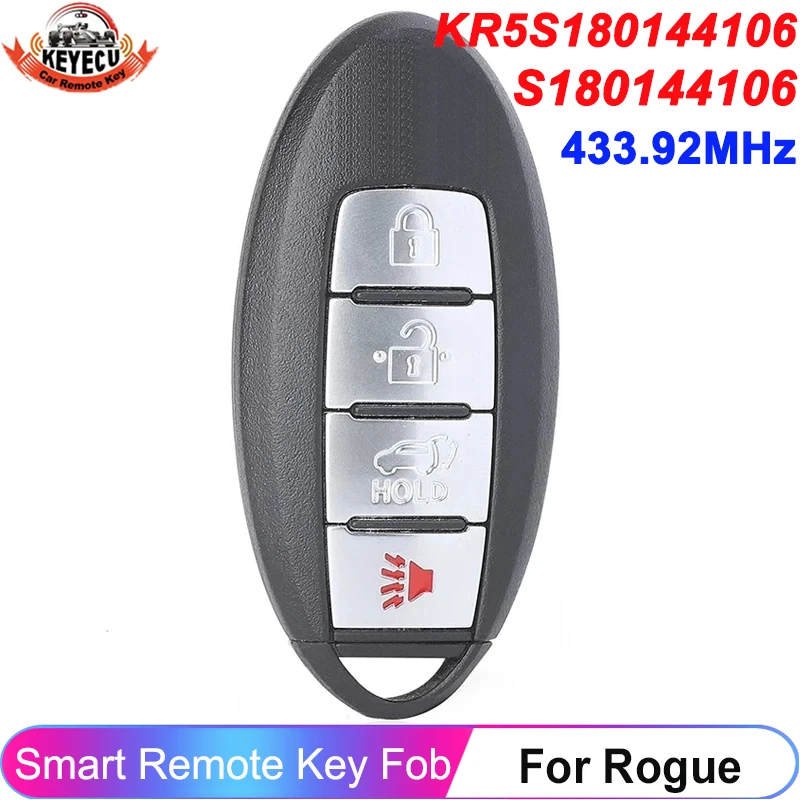 

KEYECU S 180144106 4 кнопки для Nissan Rouge X-Trail 2014 2015 2016 2017 2018 Smart 433 МГц 4A чип дистанционный брелок KR5S 180144106