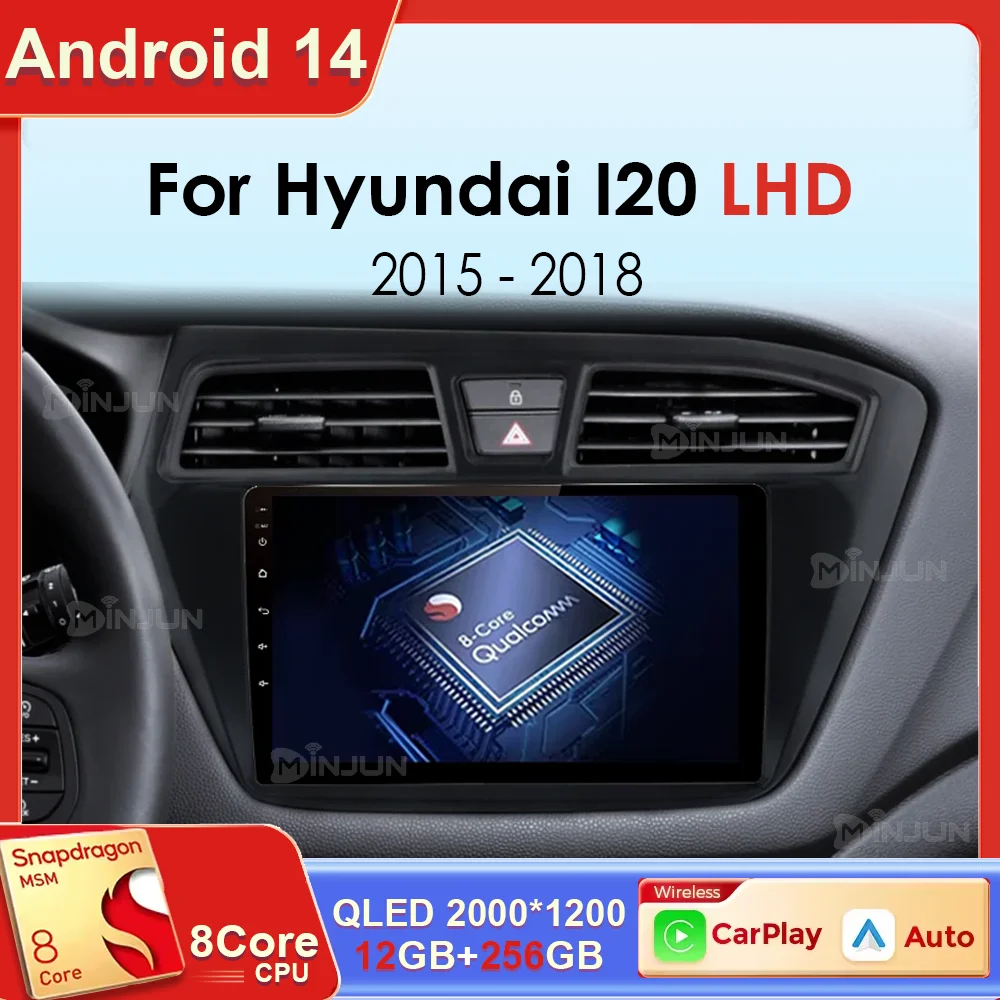 

9Inch Android 14 Carplay Car Radio For Hyundai I20 LHD 2015 2016 2017 2018 Navigation GPS Multimedia Player WiFi+4G Auto Stereo