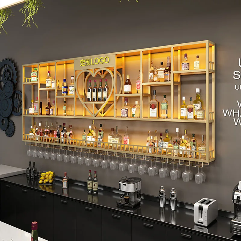 Bottle Aesthetic Cocktail Storage Commercial Bar Cabinet Restaurant Stojak Na Wino Mounted Buffet Wine Cabinets Home Furniture