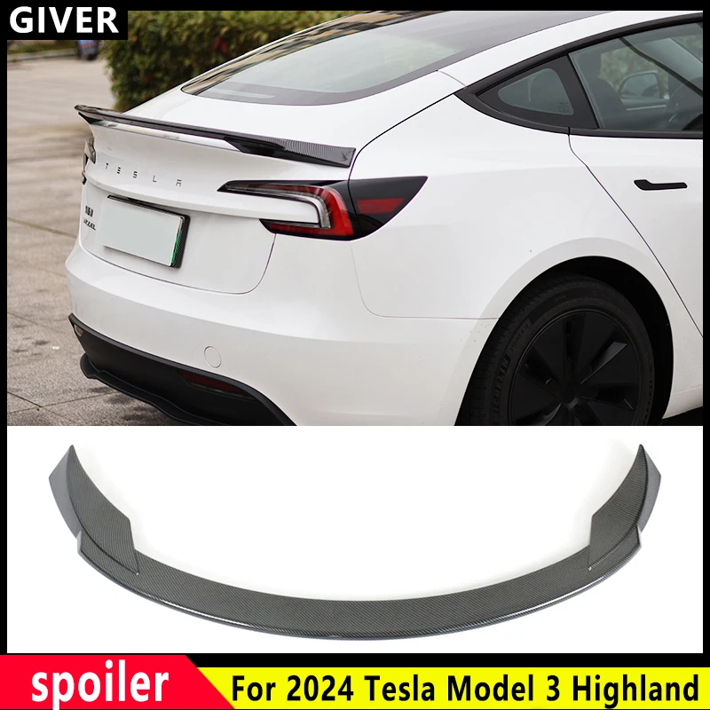 

For 2024 Tesla Model 3 highland ABS material Rear Trunk Lid Spoiler Wing Car Tailgate Flap Trim Decklid Lip Body Accessories