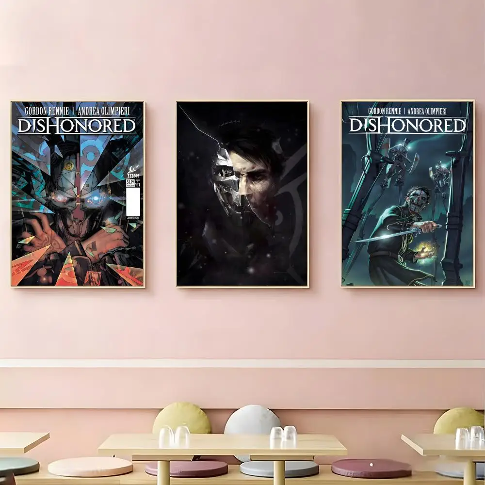 Stealth Game Dishonored Poster HD Self-Adhesive Waterproof Wall Art Easy to Apply Multi-Scene Decor